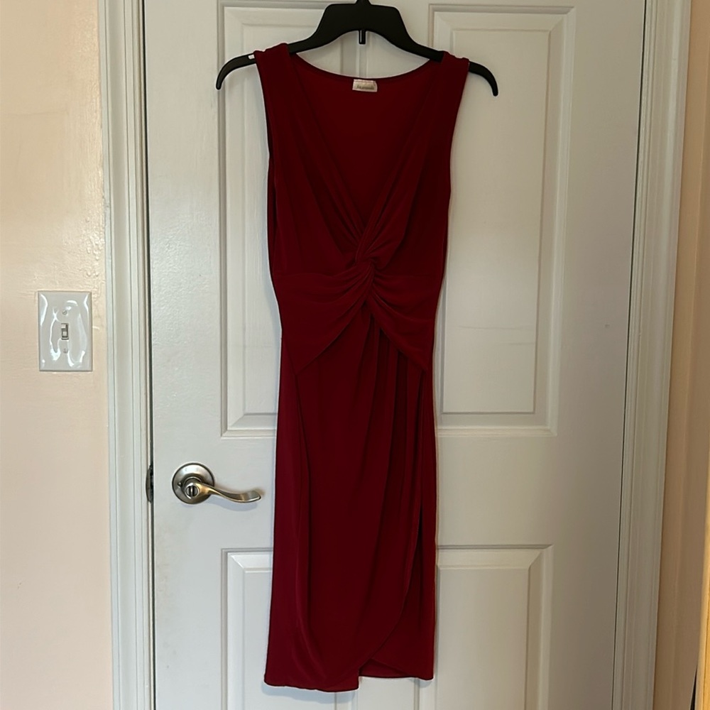 Red front wrap dress